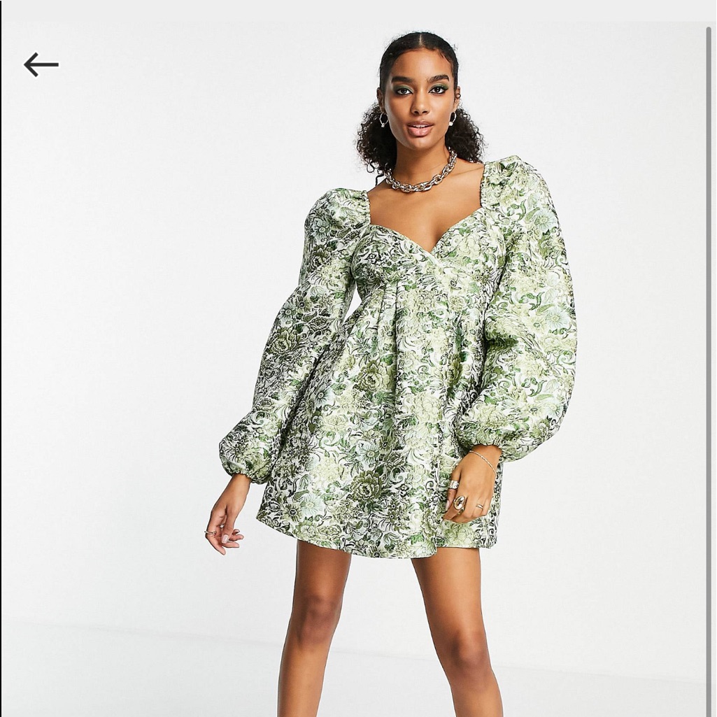 Asos Green Embroidered Dress